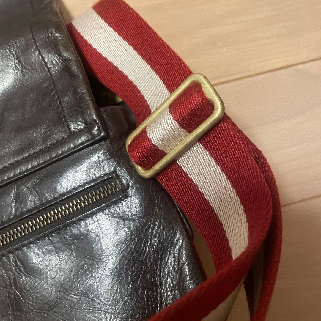 BALLY バリー 大判のメッセンジャーバッグ 濃茶レザー
