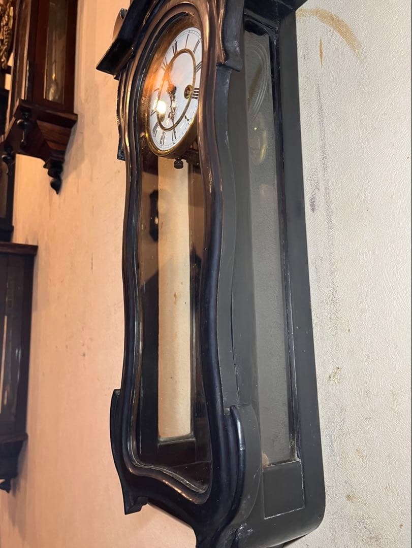 ユンハンス　バイオリン型　柱時計　古時計　振り子　ゼンマイ　レトロ　精工舎