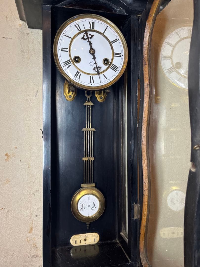 ユンハンス　バイオリン型　柱時計　古時計　振り子　ゼンマイ　レトロ　精工舎