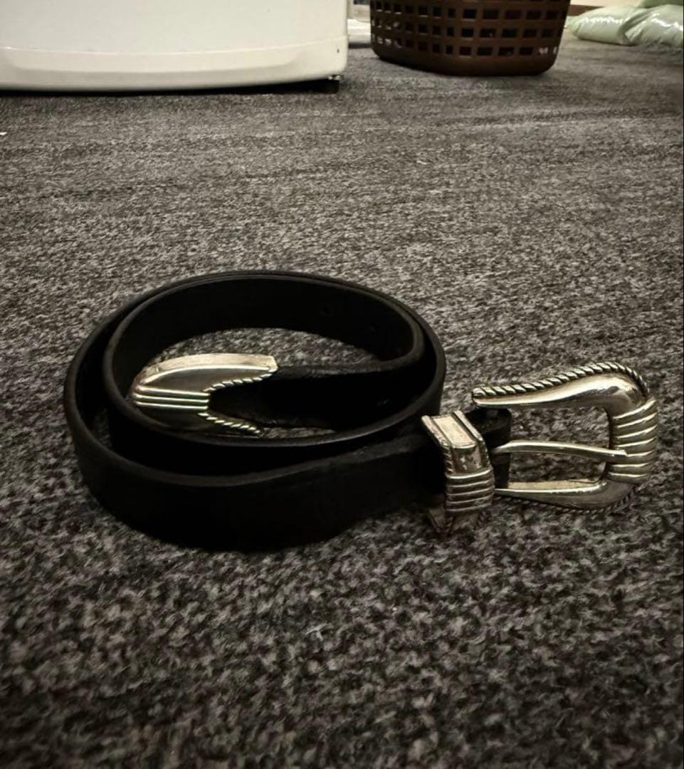 トリーレザー　30インチ　レザー　ベルト　ウエスタン　ブラック