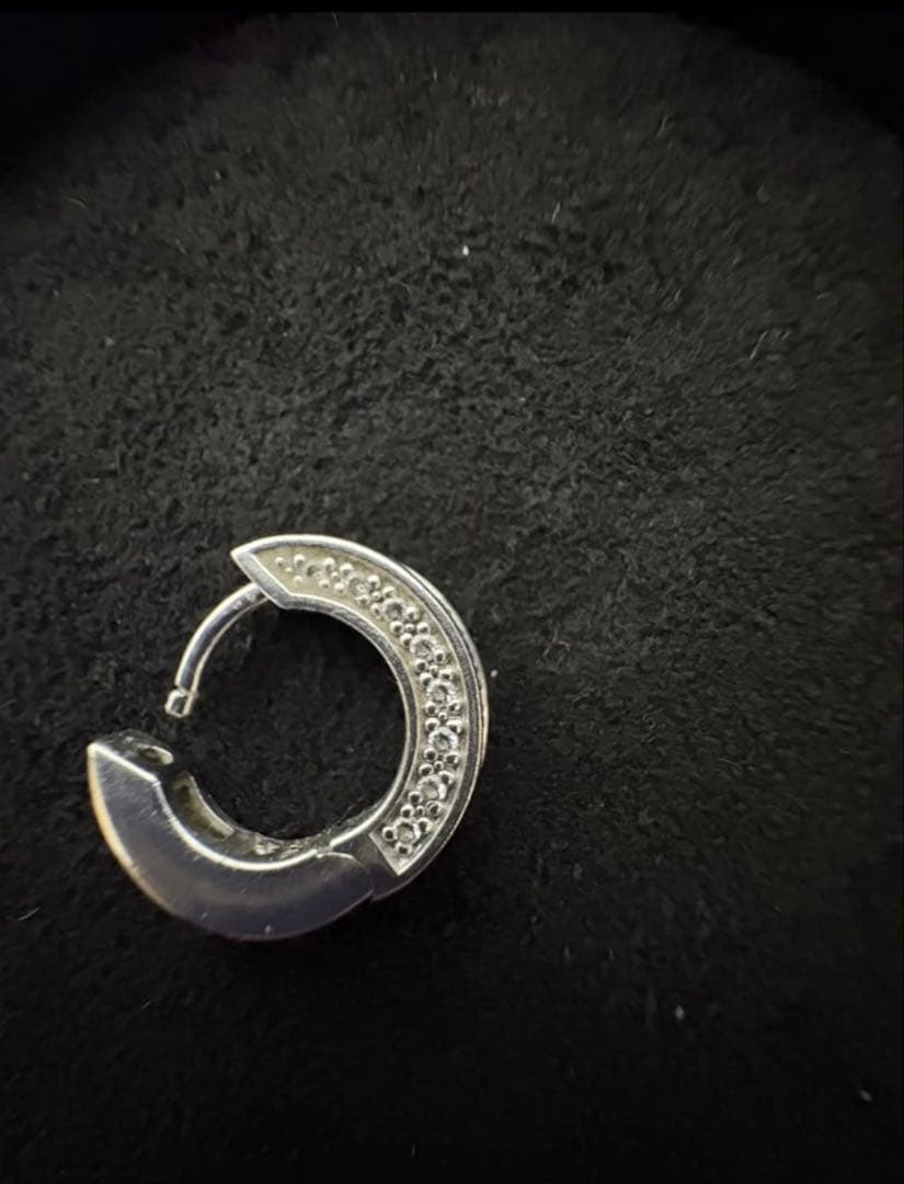 嶋*郎様 シルバー ストーン付き フープピアス 両耳用