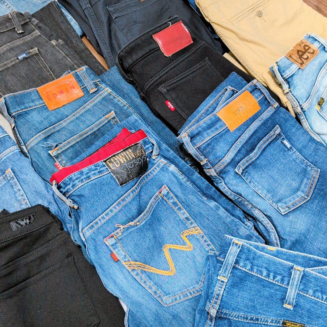 ブランドデニムパンツまとめ売り45本 リメイク素材 リペア ハンドメイド生地