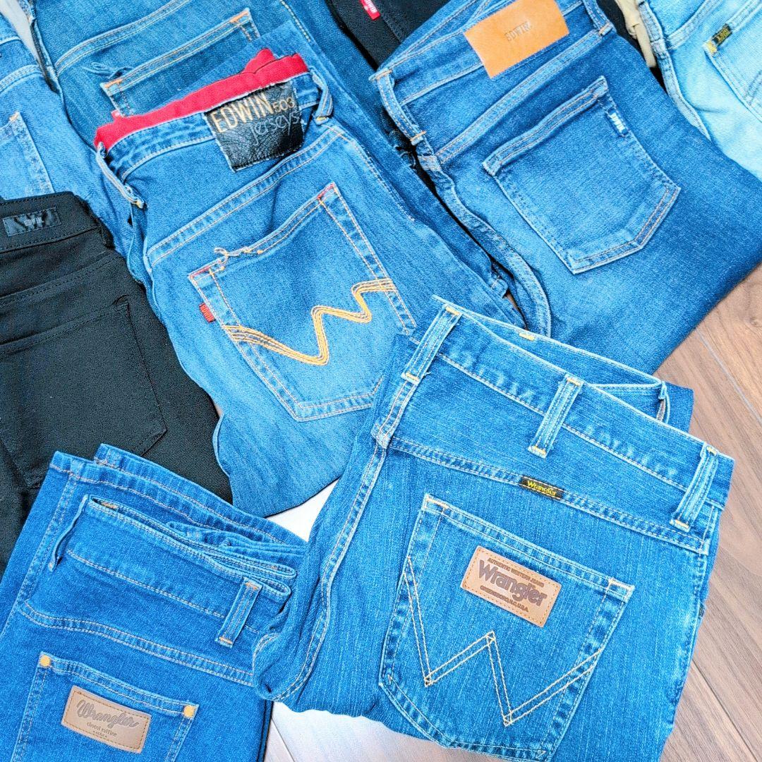 ブランドデニムパンツまとめ売り45本 リメイク素材 リペア ハンドメイド生地