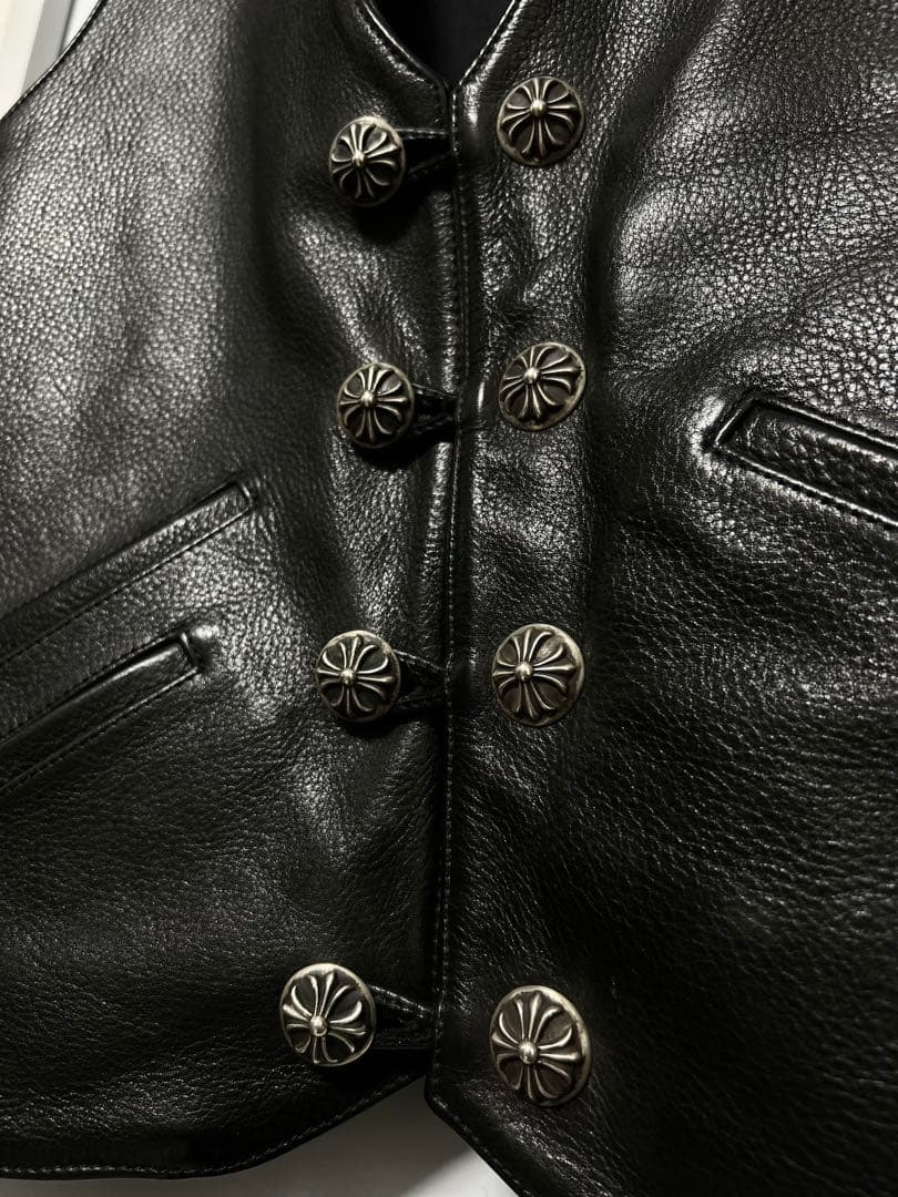 購入用 chromeheartsレザーベスト 8BTN