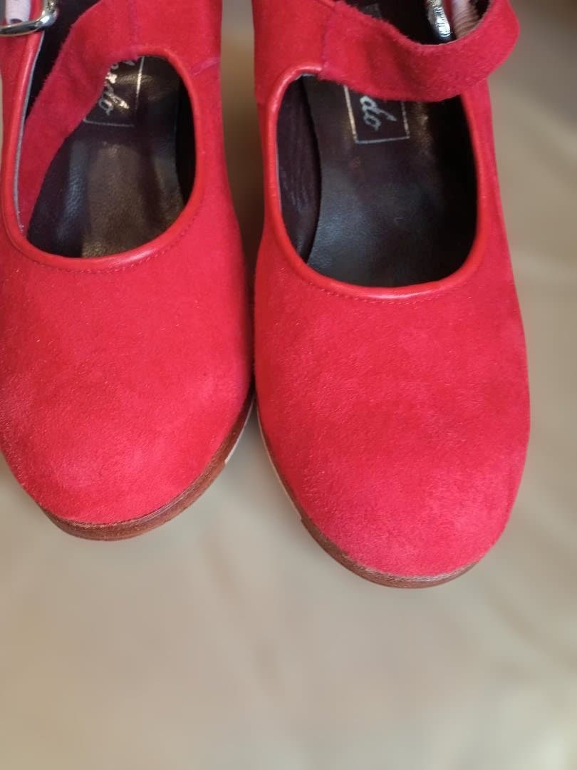 フラメンコシューズ レッド 5 中ヒール