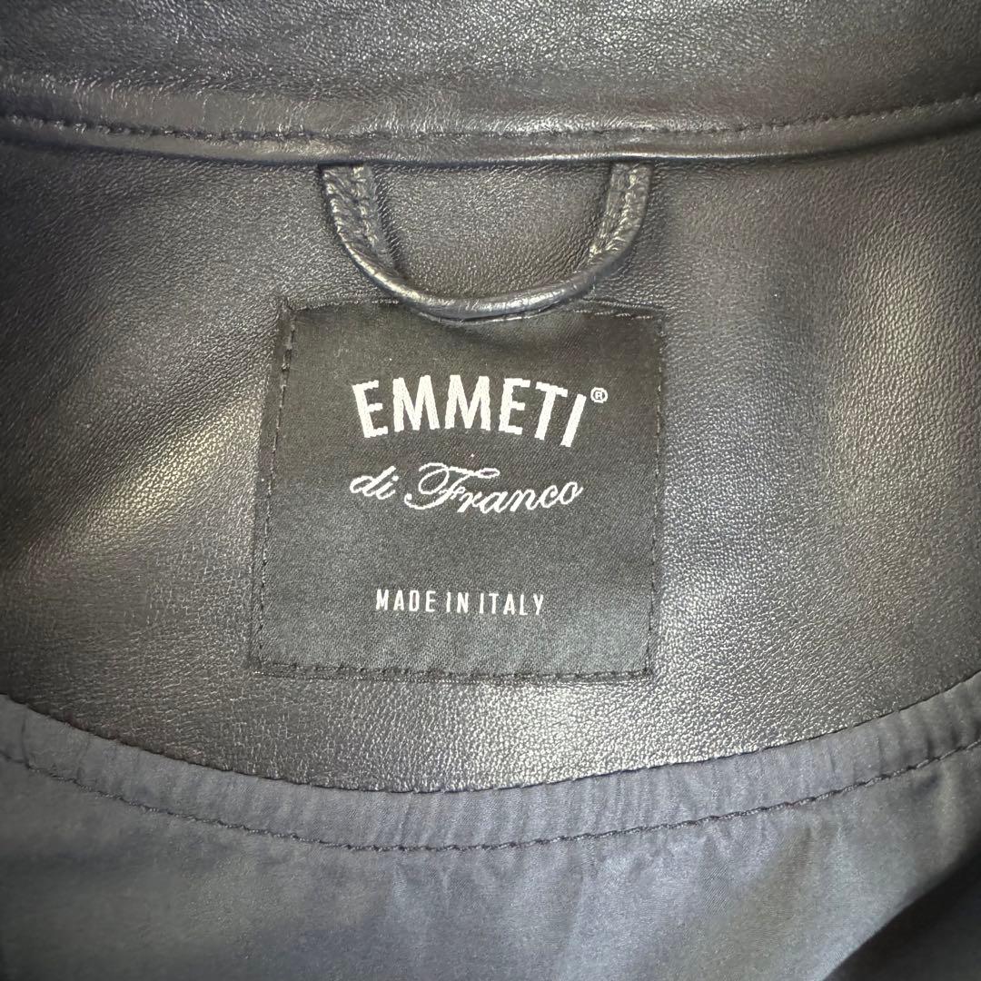 【専用】EMMETI Juri シングルライダースジャケット 羊革 濃紺 46