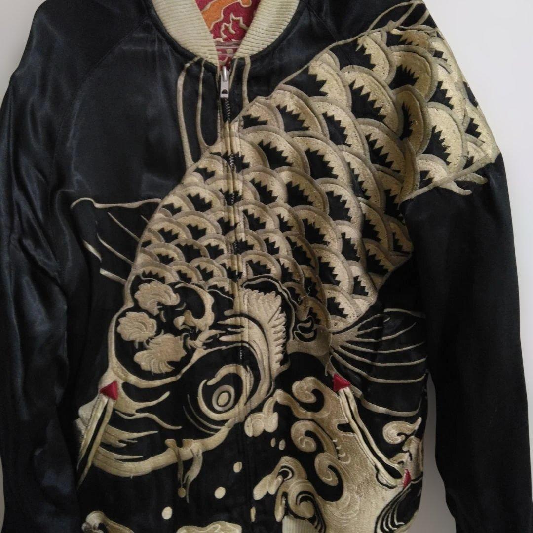 SCRIPT 花旅楽団 スカジャン 鯉×龍 リバーシブル 赤×黒　M