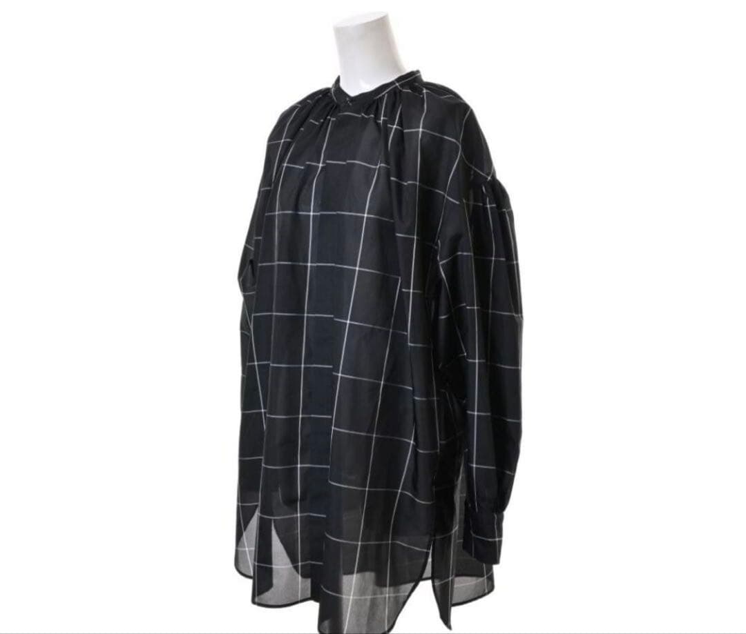 トップス HYKE PLAID GATHERED SHIRT