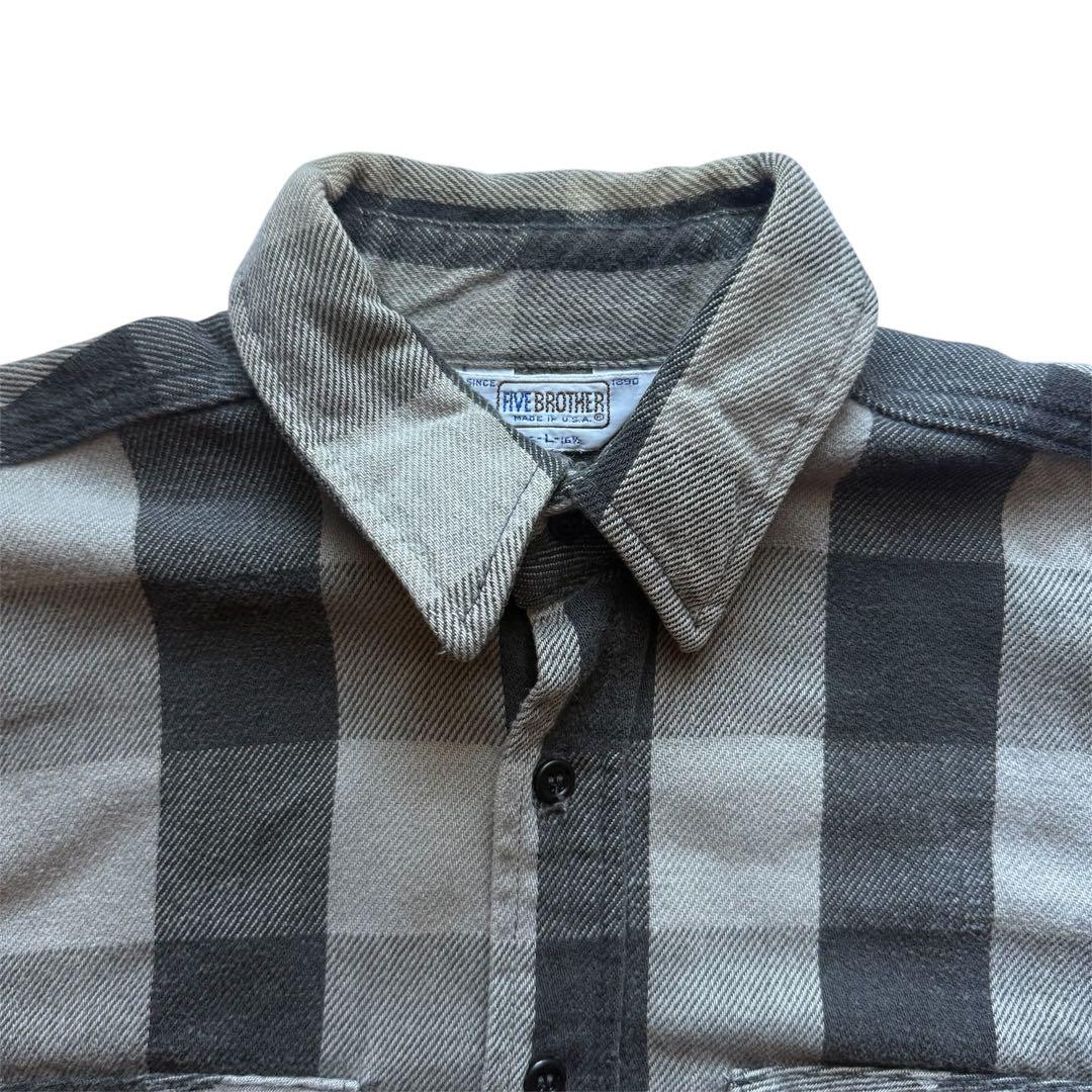 希少 FIVE BROTHER ネルシャツ L ファイブブラザー 三角タグ