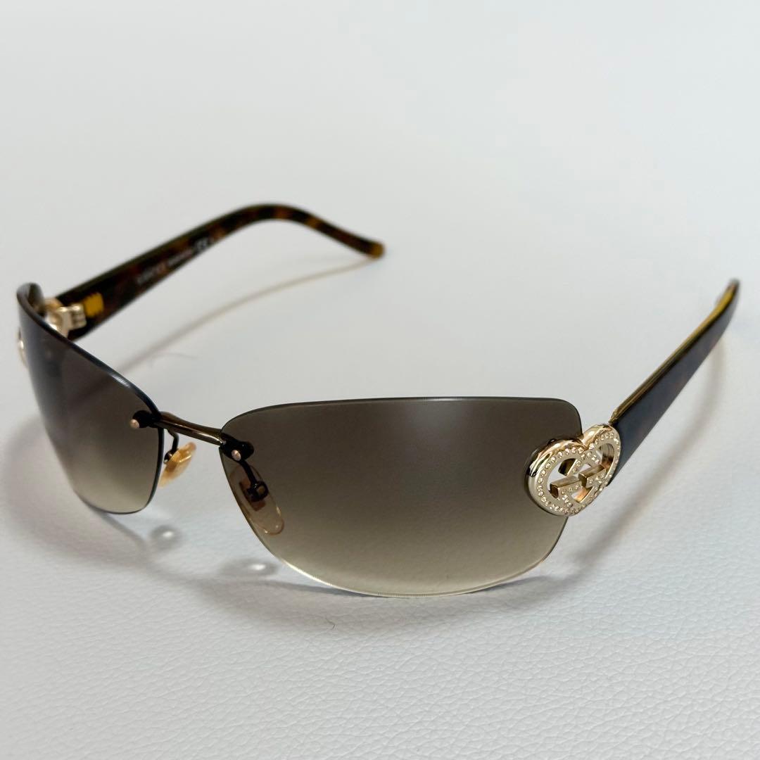 GUCCI ハート gg ラインストーン リムレス サングラス gg4201