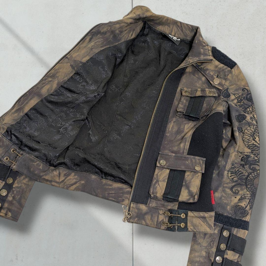 【美品】オッズオンジャパン 短丈 ミリタリージャケット 龍刺繍　個性的