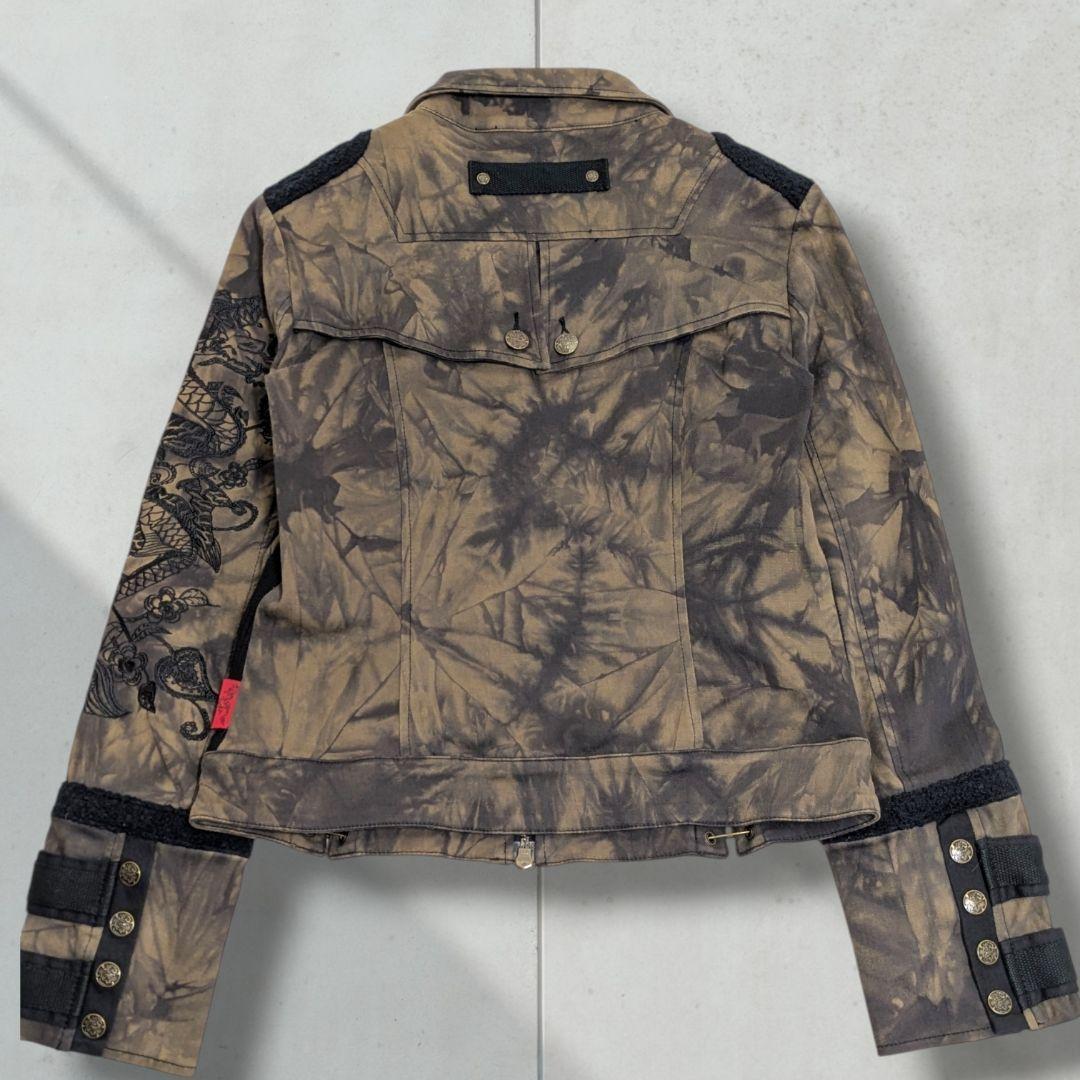 【美品】オッズオンジャパン 短丈 ミリタリージャケット 龍刺繍　個性的