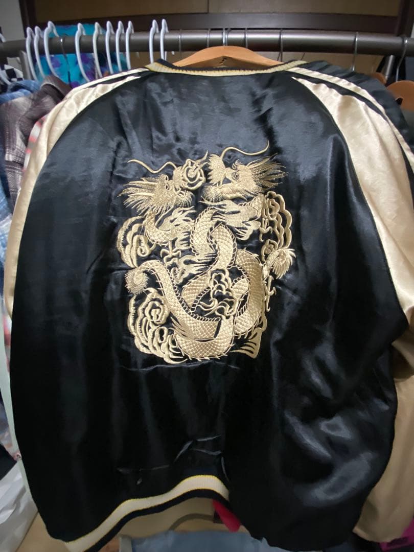 【Doragon fri】90s ヴィンテージ　ベロアスカジャン　リバーシブル