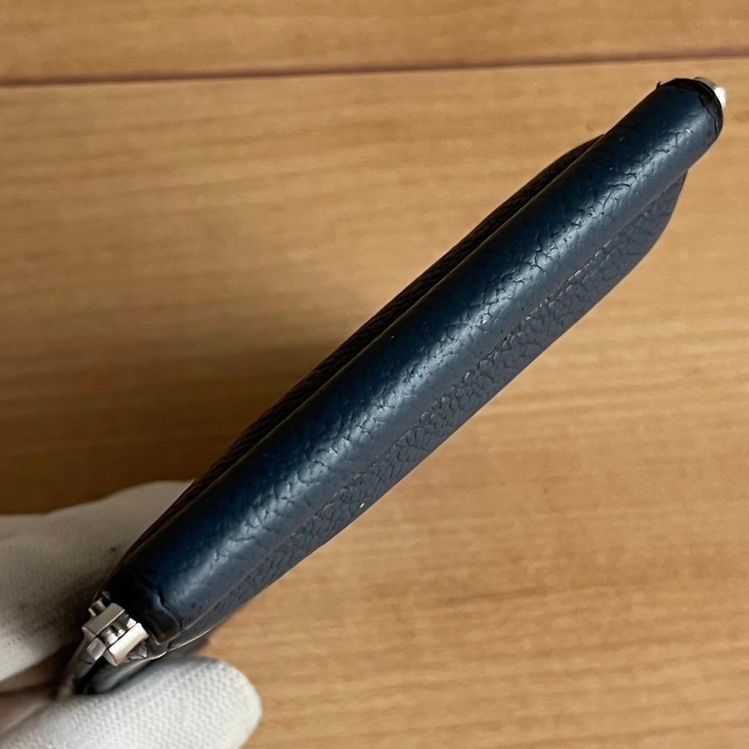 PRADA プラダ マネークリップ メンズ ブルー 青色 レザー ロゴ　ICタグ