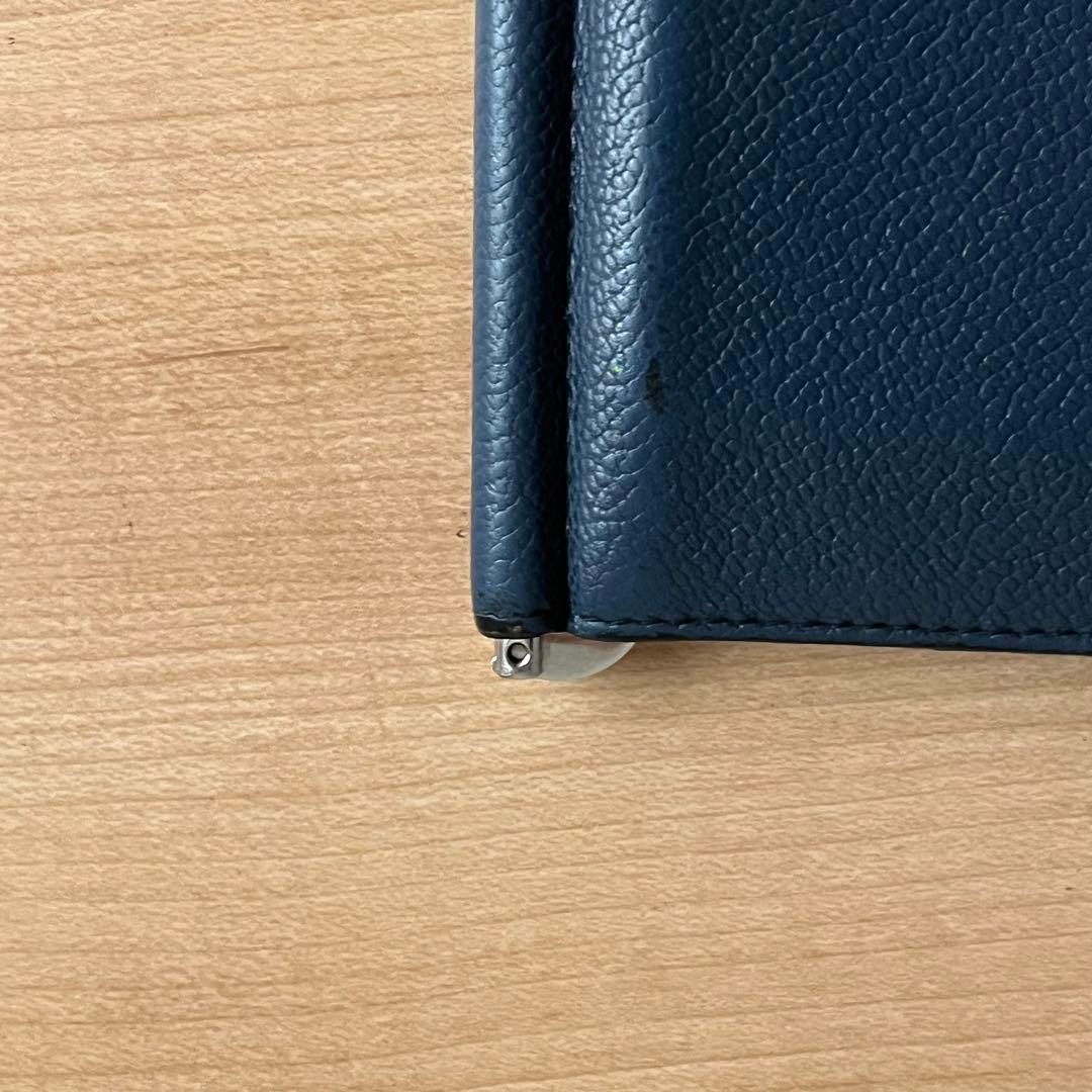 PRADA プラダ マネークリップ メンズ ブルー 青色 レザー ロゴ　ICタグ