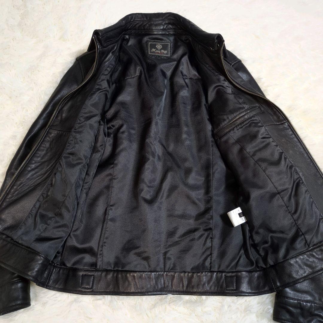 メンズビギ　羊革　ラムレザー　シングル　ジャケット　2way　ブラック　黒