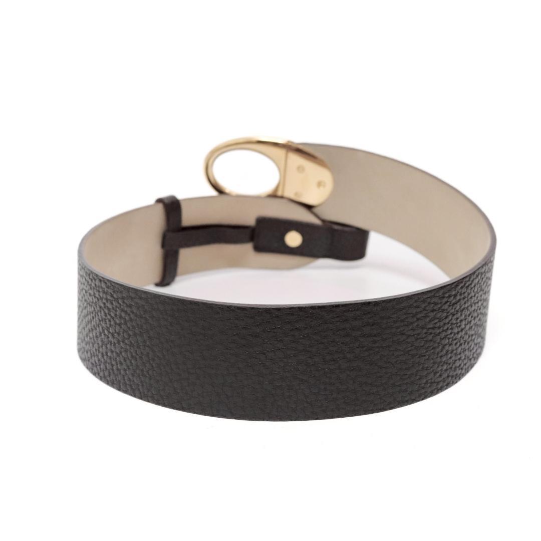 美品 ブルガリ レザーベルト 78cm±2.5 楕円バックル 黒 751