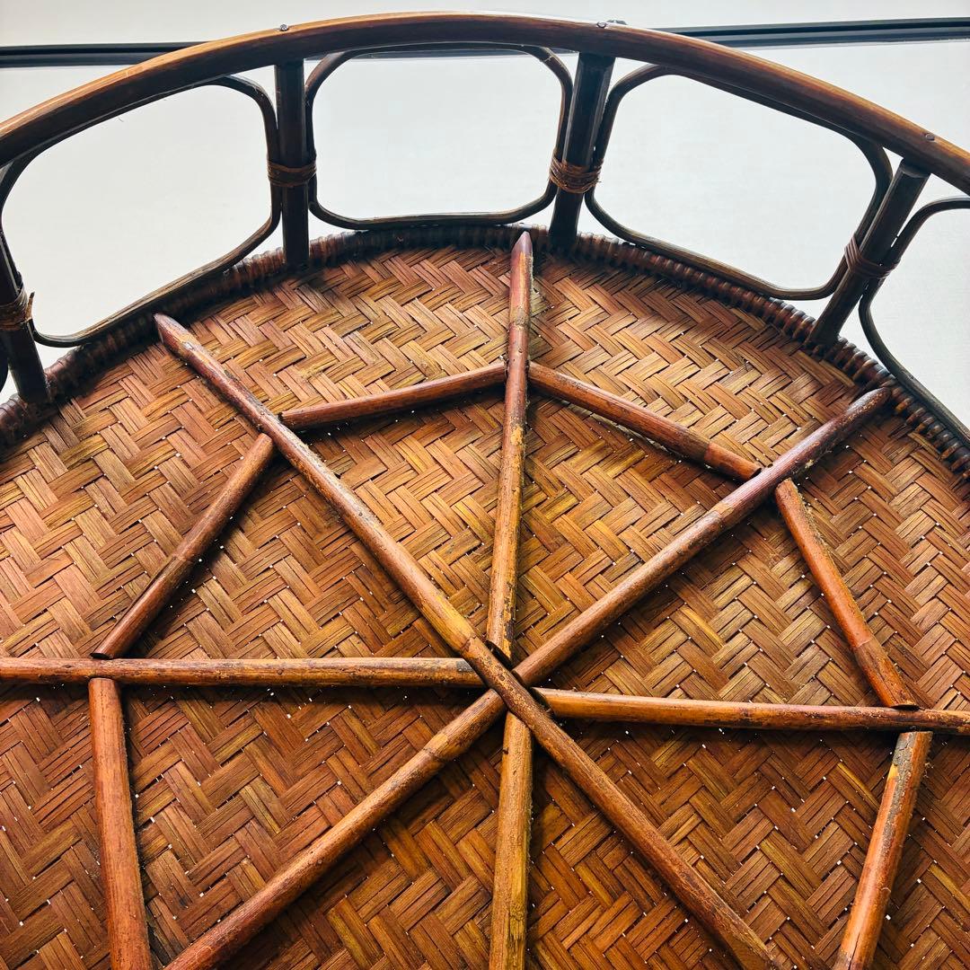 特大 ラタン カントークテーブル　籐 ローテーブル 竹細工 古民具 アジアン雑貨