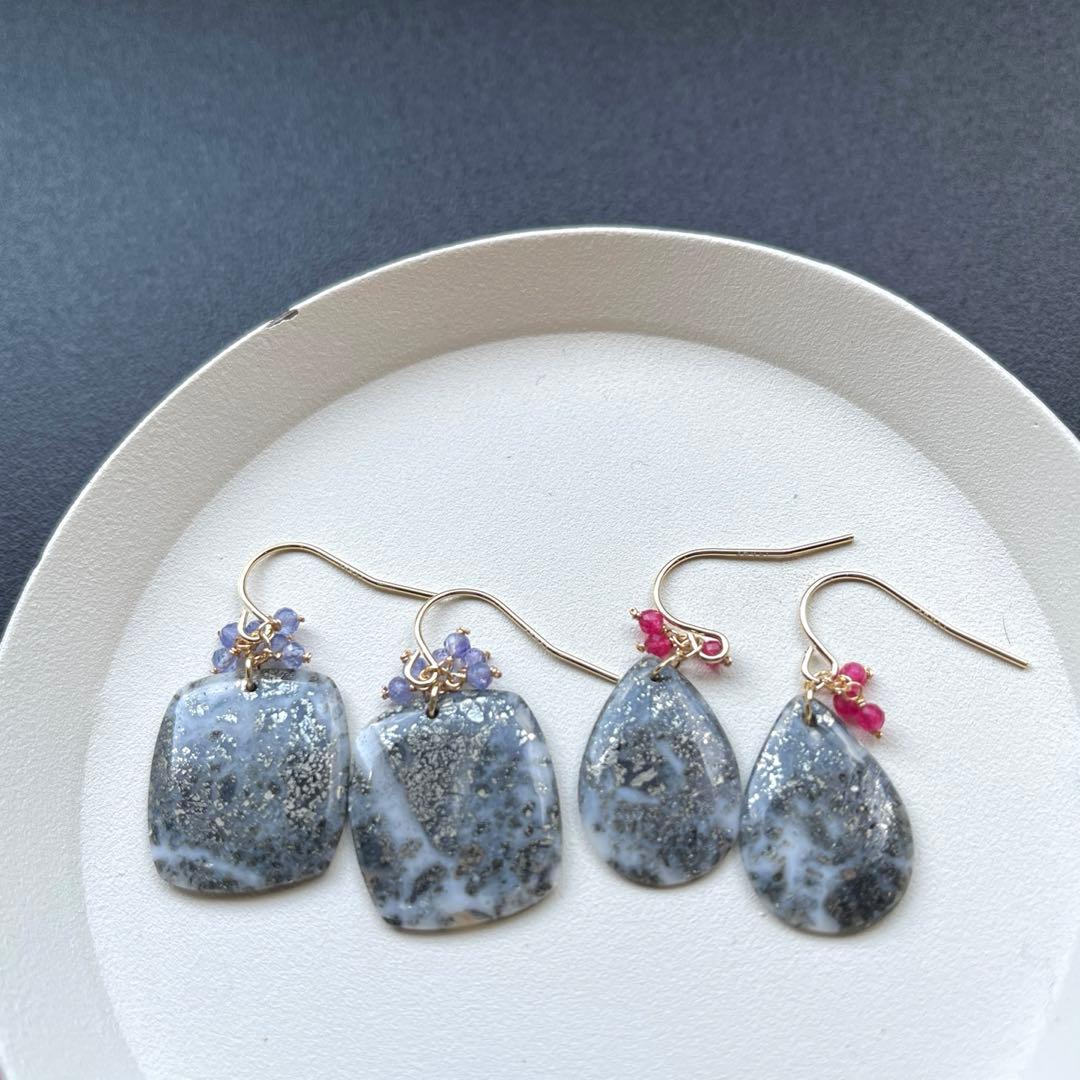 kaya様✴︎アマゾナイト&ブルーオパール＆蓮の花パール＆チャロアイト＊チャーム