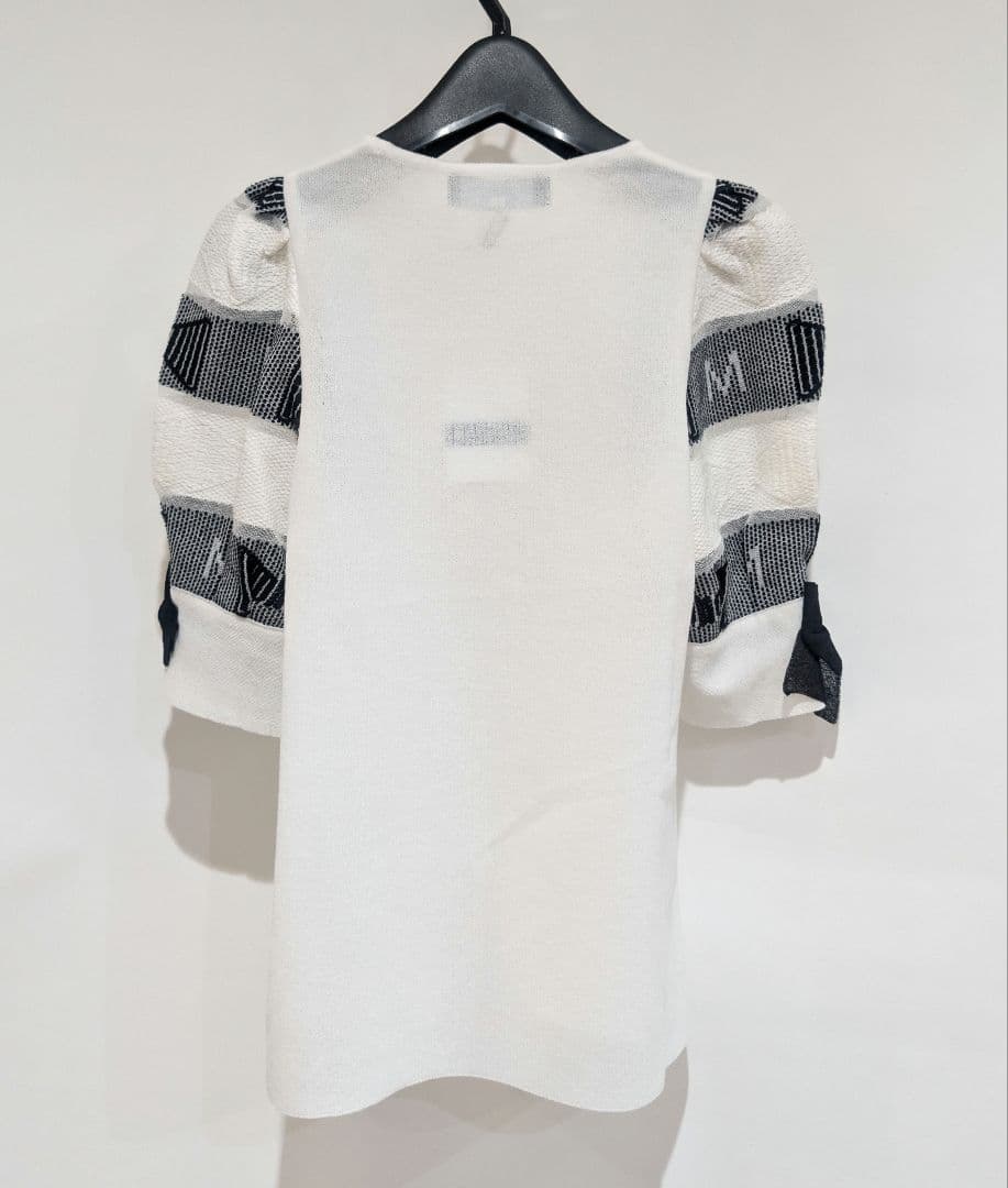 M'S GRACY エムズグレイシー 袖ボーダーリボン ニット トップス