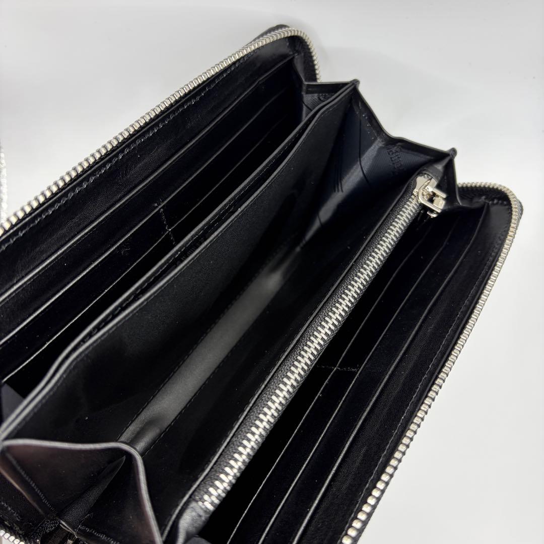 スティングレイ 長財布 ブラック ラウンドファスナー ストラップ付き 天眼