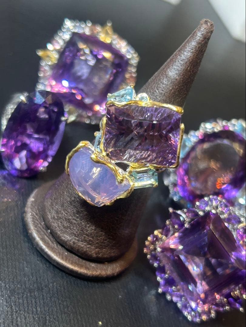 i*︎様 天然石特大アメシストリング13号限定