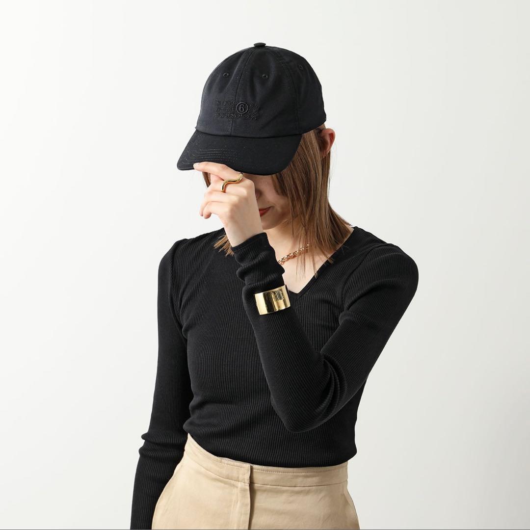 MM6 Maison Margiela ロゴ刺繍ベースボールキャップ ブラック