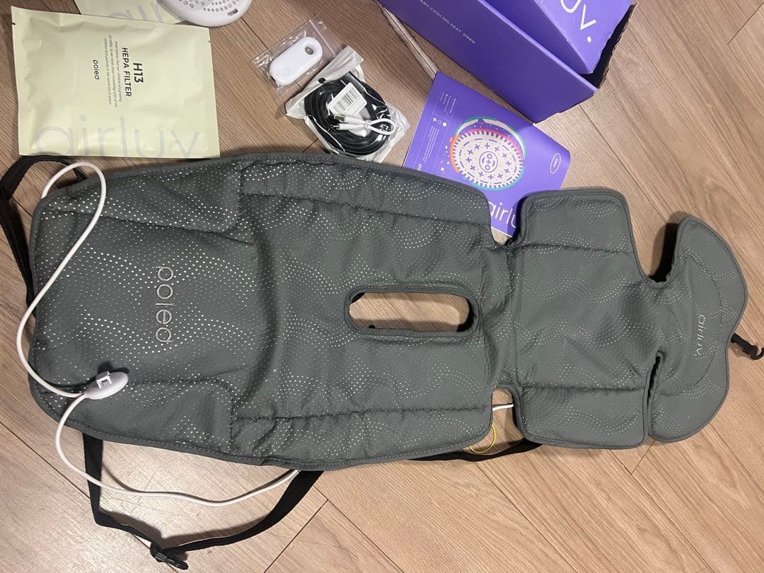 airluv エアリューブ ベビーキャリア グレー　OREO スペアファン2個付