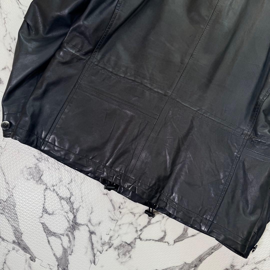 ポールスミス　シングルライダースジャケット　ラムレザー　収納フード　2way