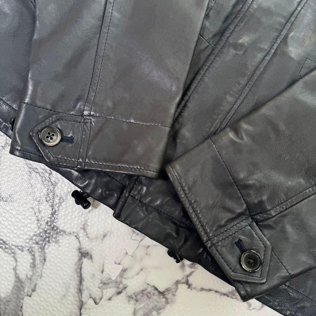 ポールスミス　シングルライダースジャケット　ラムレザー　収納フード　2way