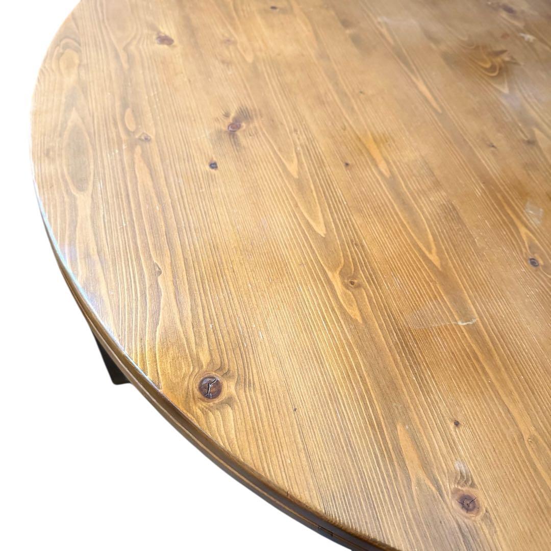 HR811 リアルシャビー　木目ワイルド　レトロな円卓　90cm ちゃぶ台