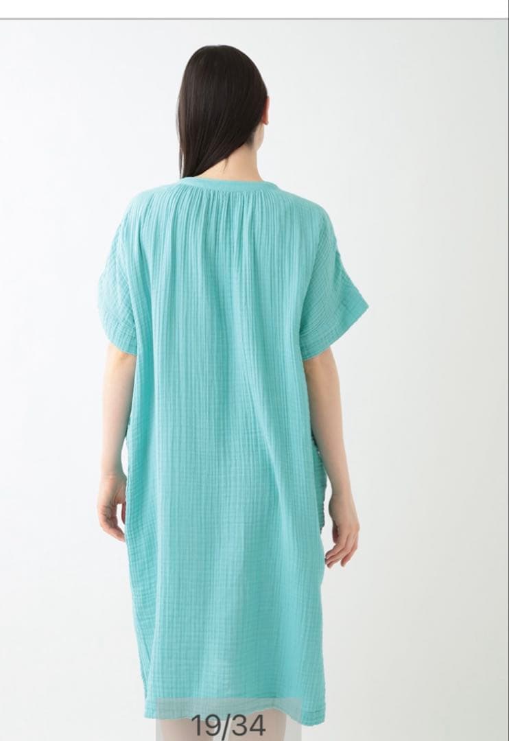 uchino クレープガーゼ パッチポケットワンピース