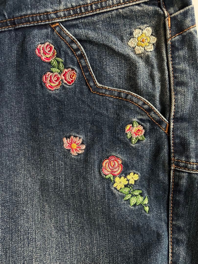 フランシュリッペ　FL5 デニム　ジーンズ　ねこ刺繍　ブルー