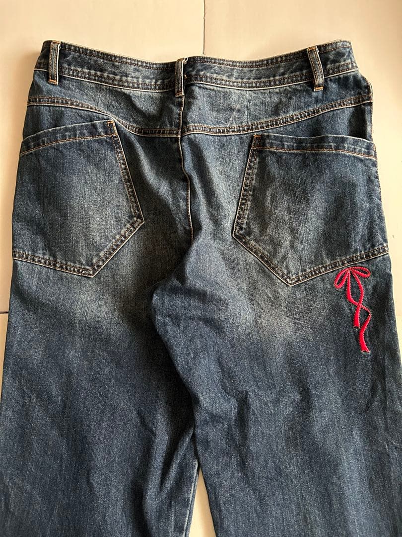フランシュリッペ　FL5 デニム　ジーンズ　ねこ刺繍　ブルー