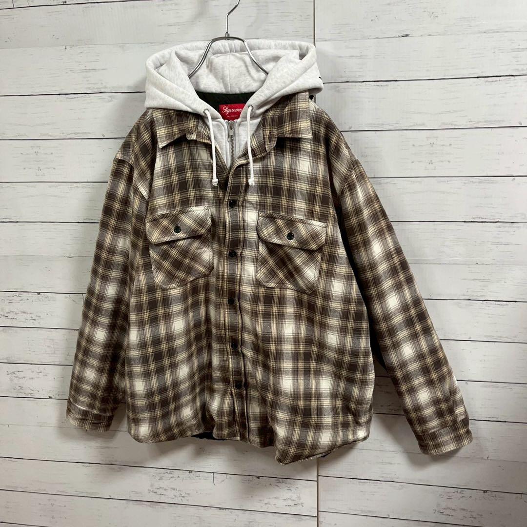 1【人気Lサイズ】シュプリーム☆刺繍ビッグロゴ キルティングジャケット☆7385