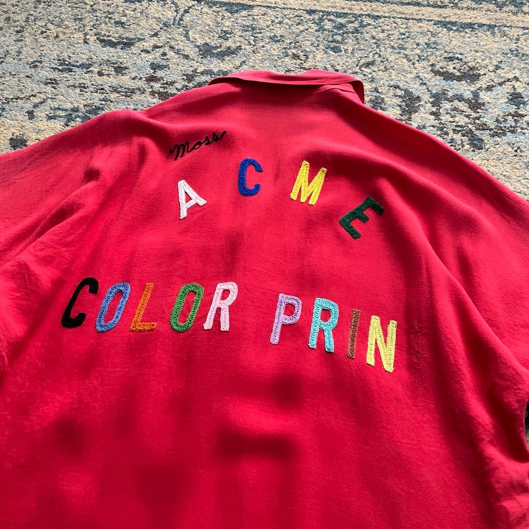 50s 60s レーヨン シャツ ボウリング チェーンステッチ ヴィンテージ