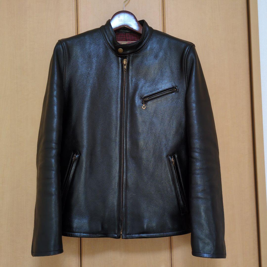 【美品】茶芯ワイツーレザー36 シングルライダース