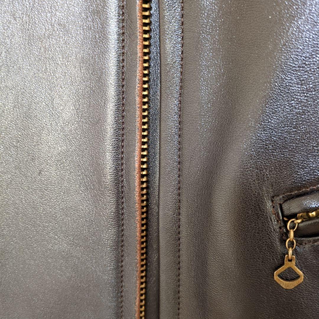 【美品】茶芯ワイツーレザー36 シングルライダース