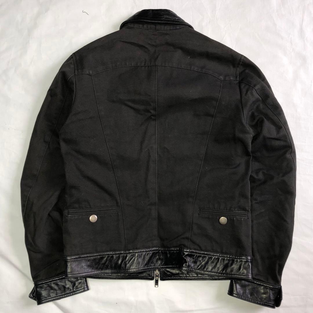 08AW GUCCI グッチ レザー切り替え ジップ ジャケット ブラック