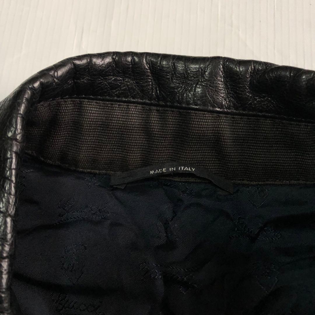 08AW GUCCI グッチ レザー切り替え ジップ ジャケット ブラック