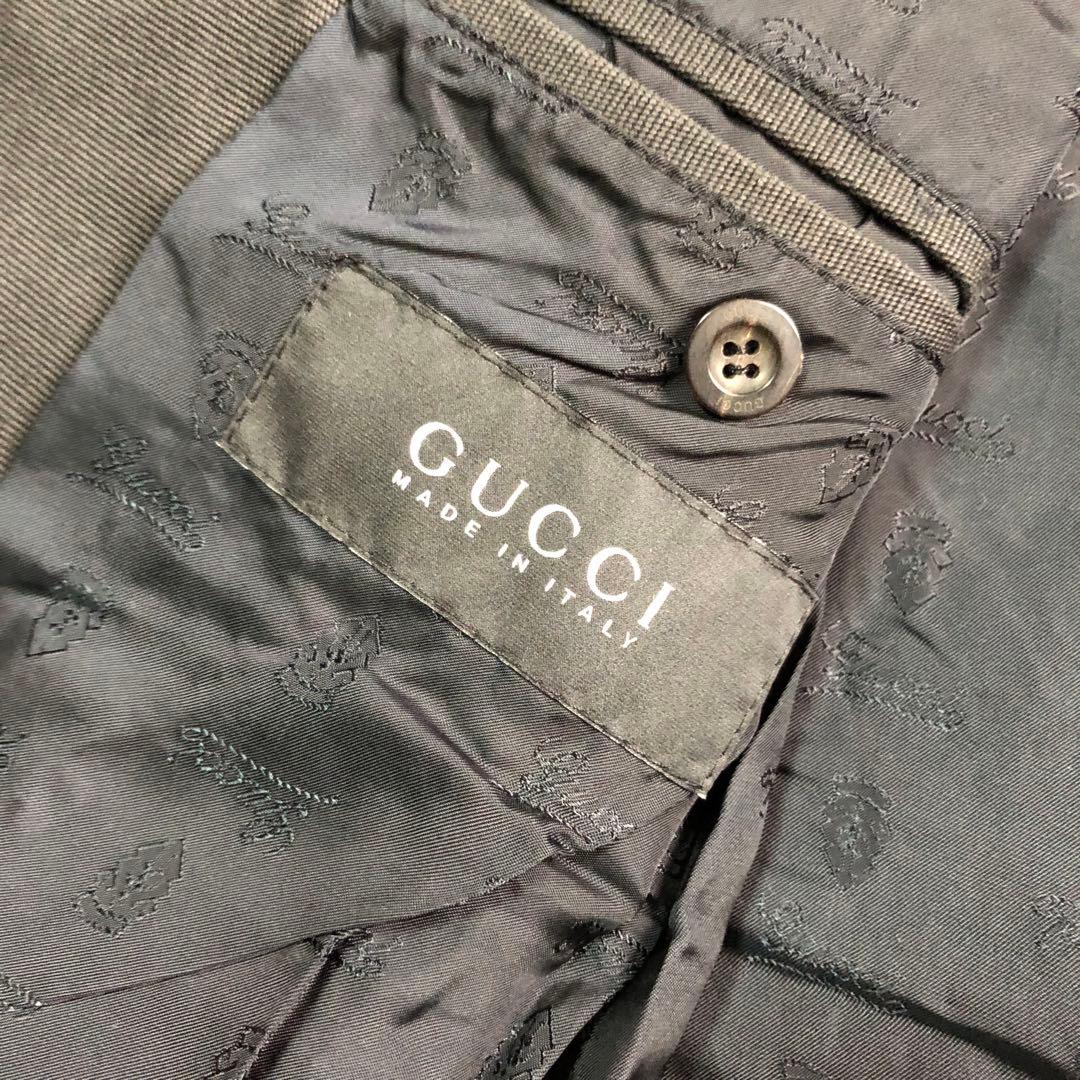 08AW GUCCI グッチ レザー切り替え ジップ ジャケット ブラック
