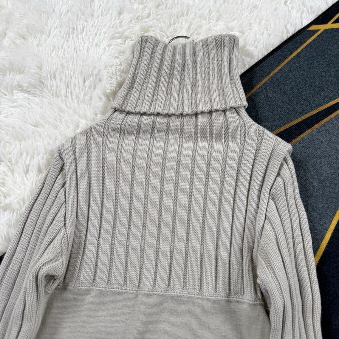 CHANEL ニット セーター ハイネック M相当 リネン ウール SS083