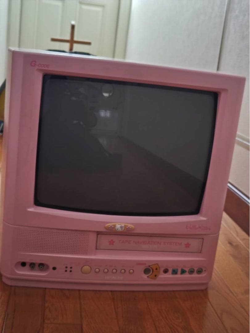 日立 14インチ ピンクブラウン管テレビ　ハローキティ