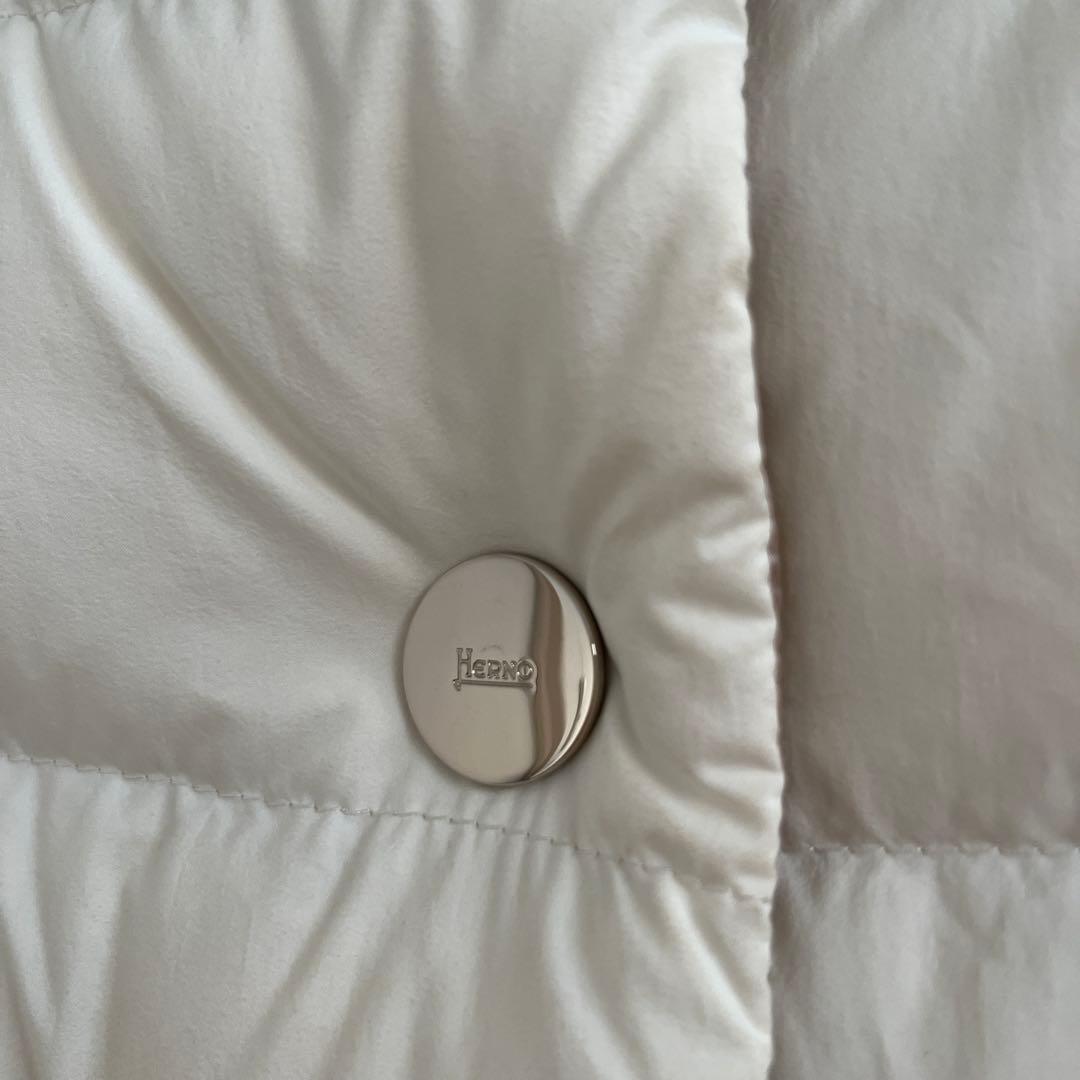 HERNO ヘルノ リバーシブルダウンミドル丈コート ホワイト&ベージュ 40