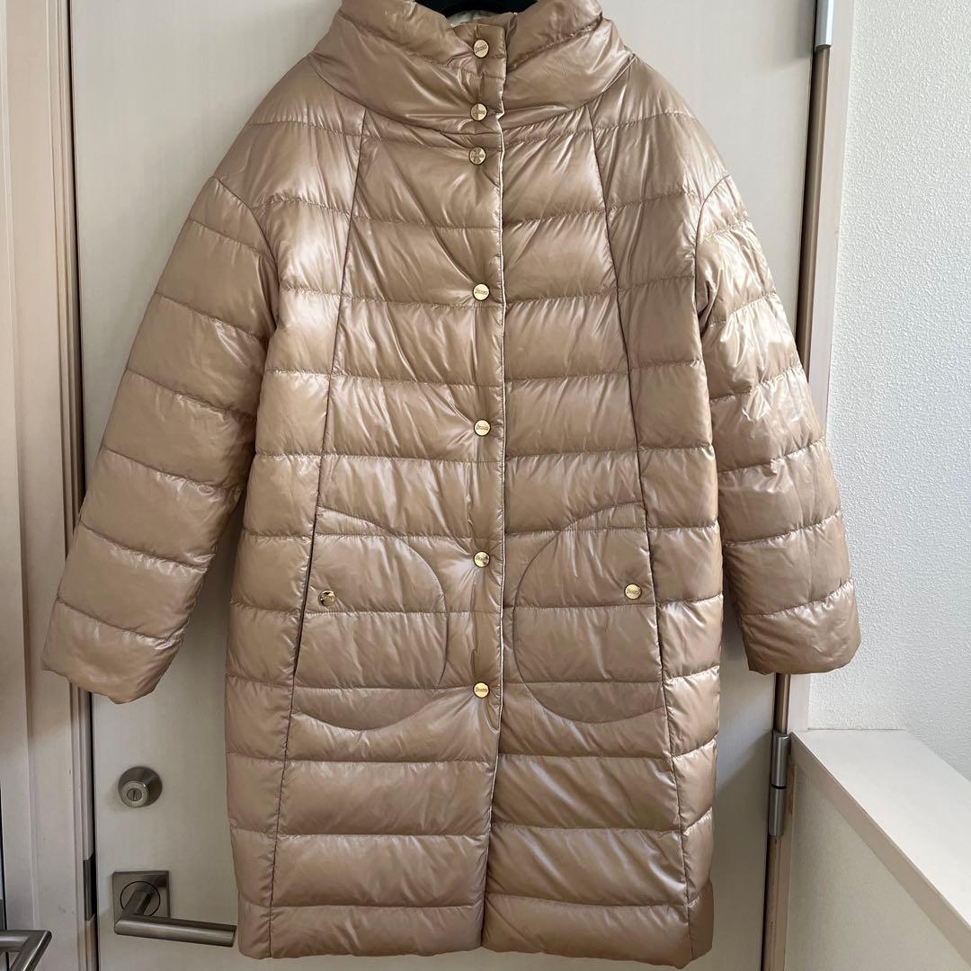 HERNO ヘルノ リバーシブルダウンミドル丈コート ホワイト&ベージュ 40