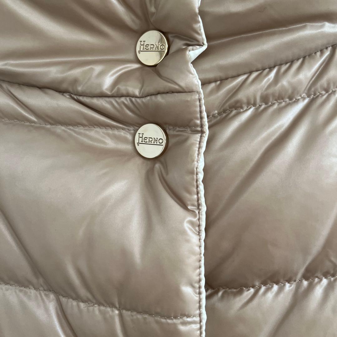HERNO ヘルノ リバーシブルダウンミドル丈コート ホワイト&ベージュ 40
