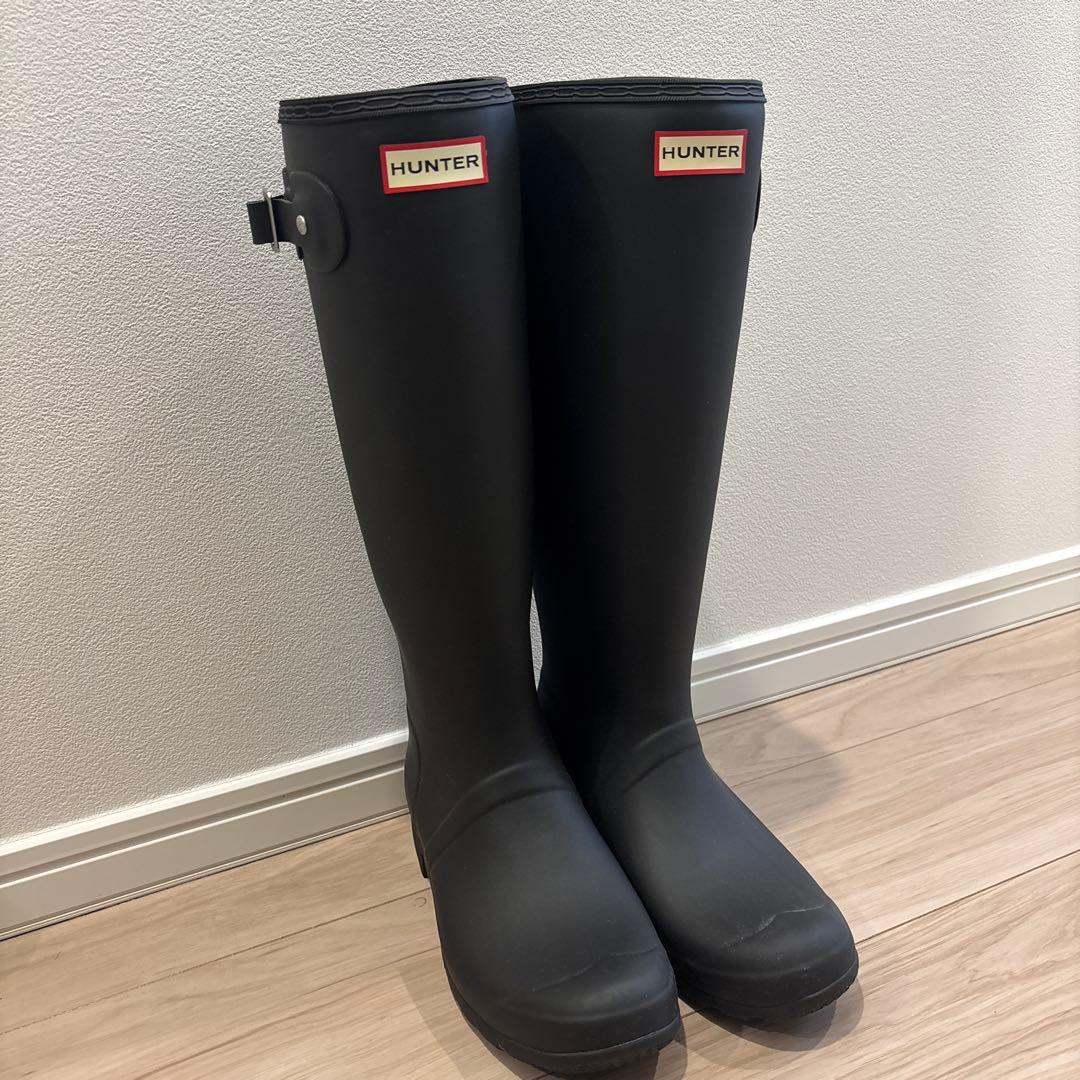 HUNTER ブラック ロング　レインブーツ　サイズ　 UK6 US8 EU39