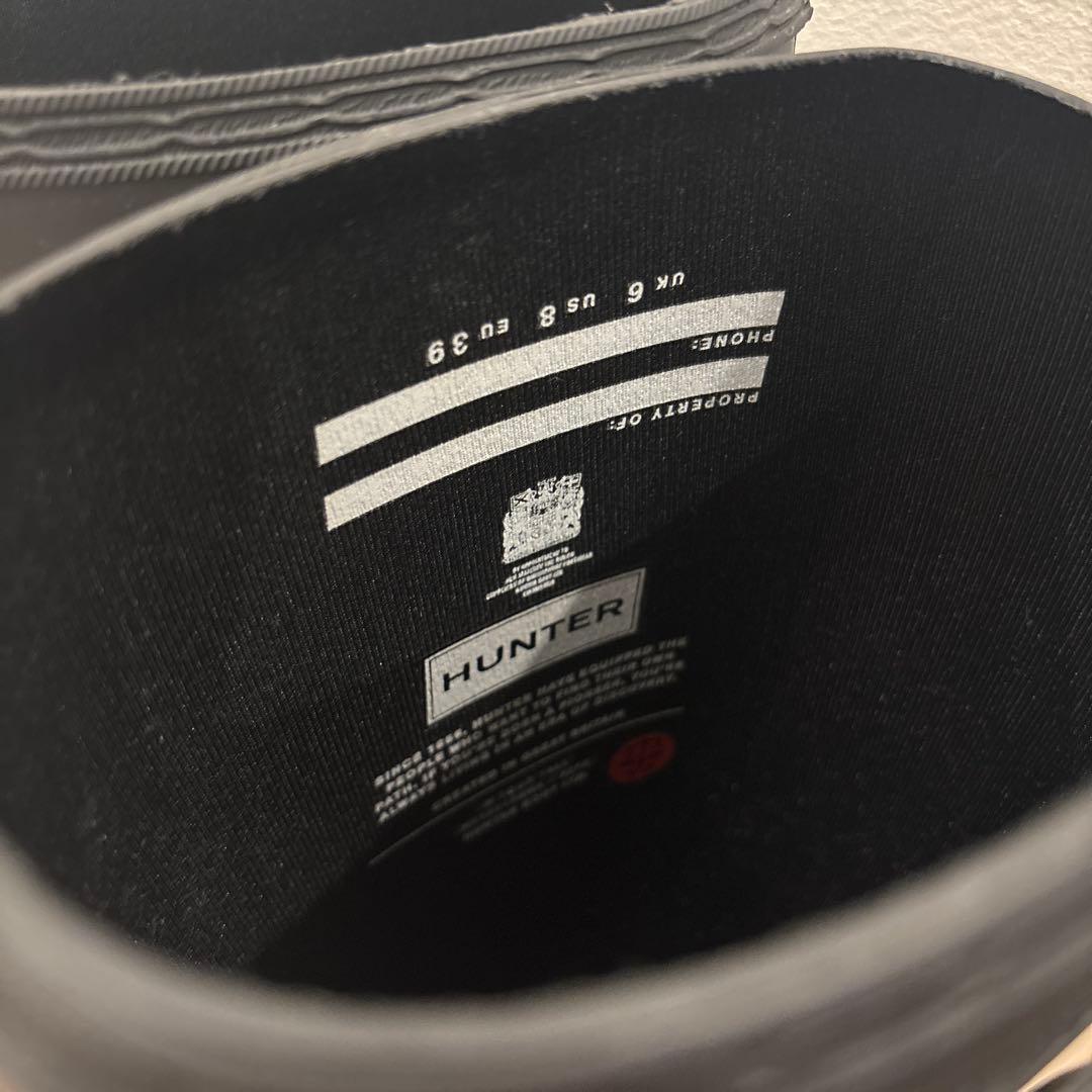 HUNTER ブラック ロング　レインブーツ　サイズ　 UK6 US8 EU39