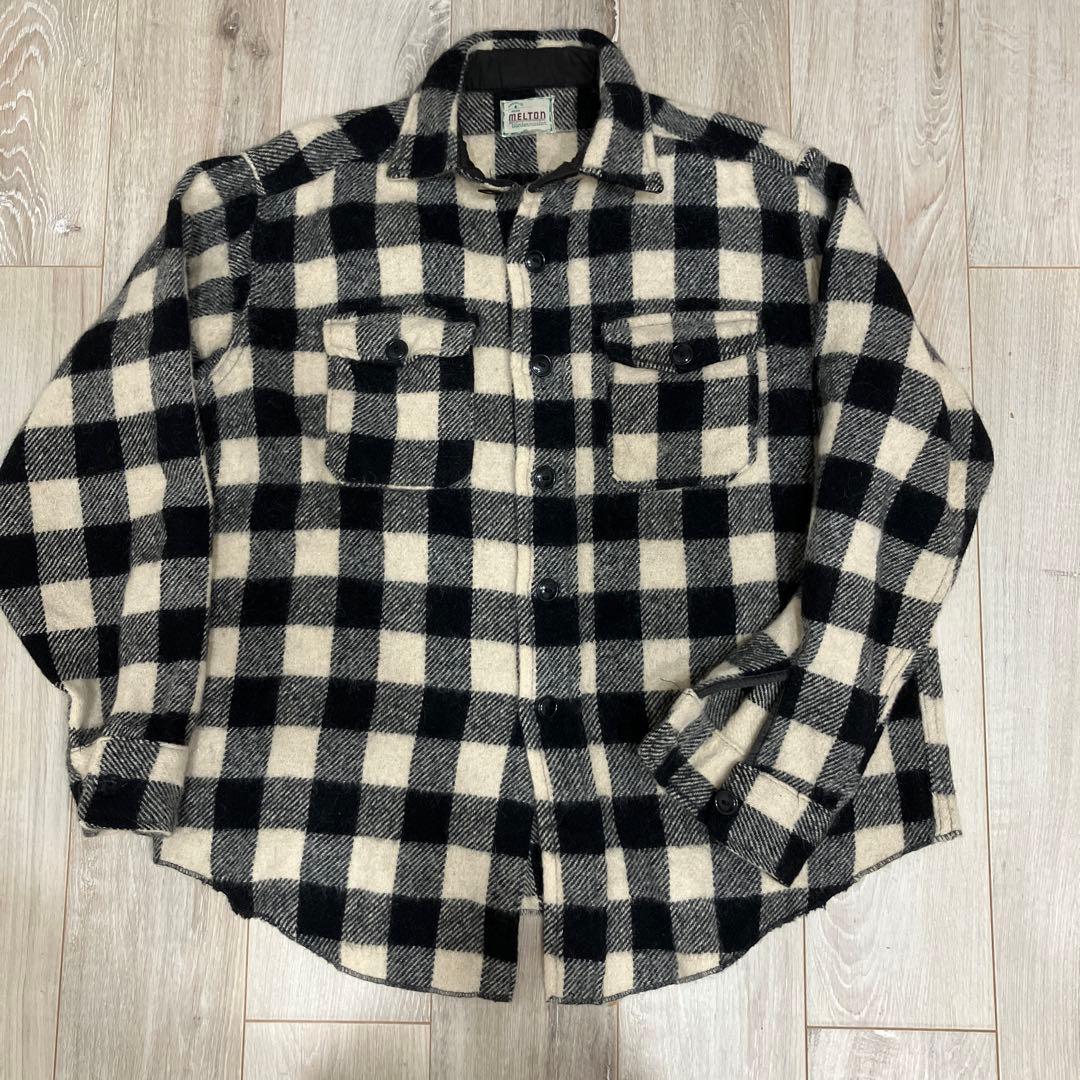 希少 60s〜70s MELTON バッファローチェック ウールシャツ CPO