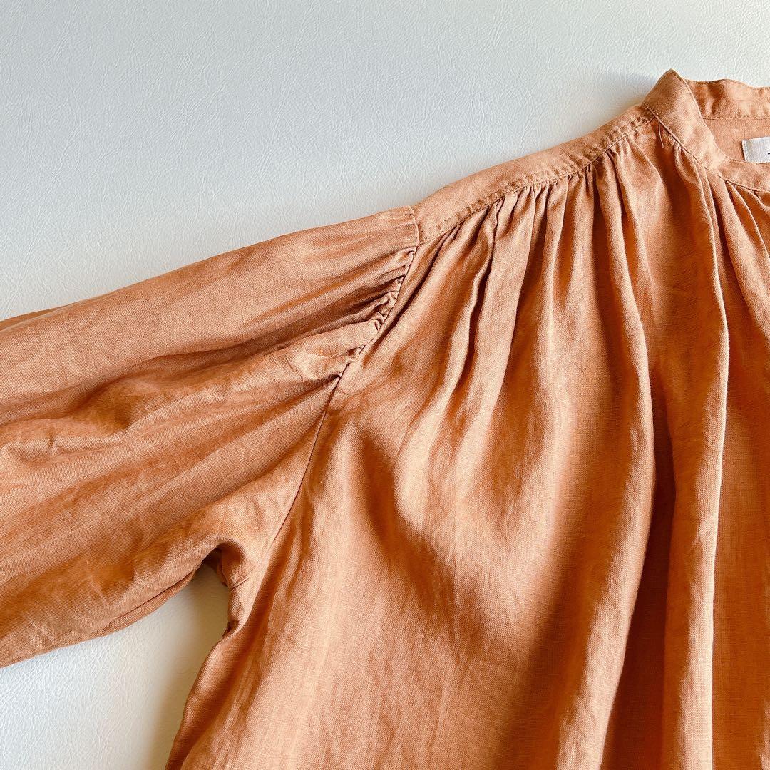 美品 ICHI Antiquite's ⿻ リネン ギャザー ワイドブラウス 麻